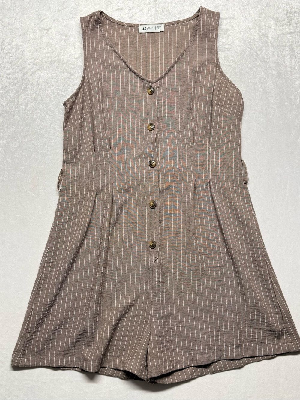 JS Collections Brown Pinstripe Sleeveless Button-Front jumper